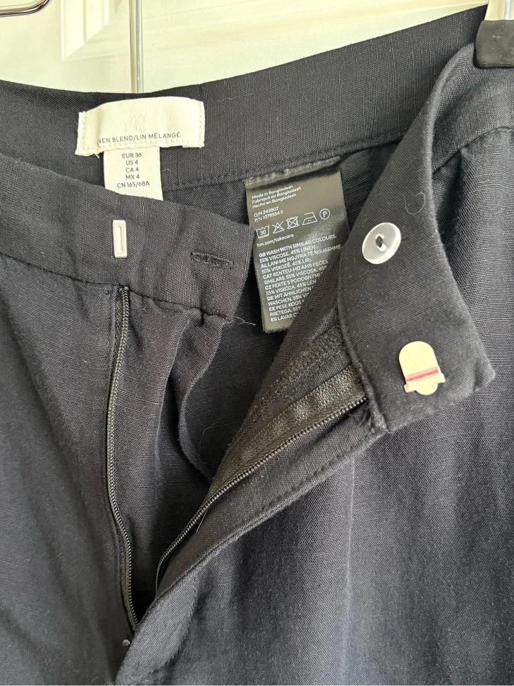 H&M Wide-Leg Linen Blend Dress Pants, Women’s Size 4
